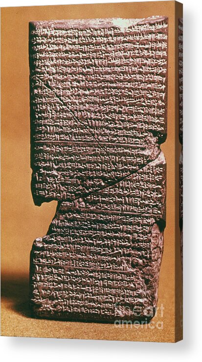 612 B.c. Acrylic Print featuring the photograph Babylonian Clay Tablet by Granger