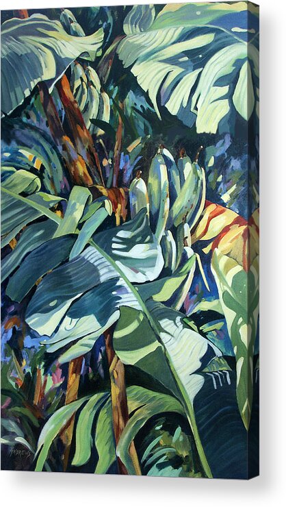 Leaves Acrylic Print featuring the painting Banana Boat Serenade by Rae Andrews