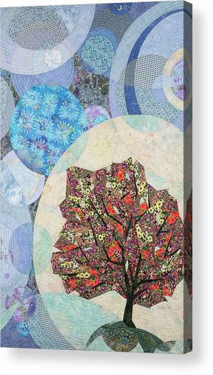 Tree Acrylic Print featuring the tapestry - textile Black Elk's Mighty Flowering Tree by Linda Beach
