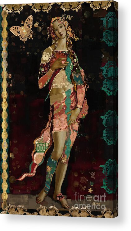 Venus Acrylic Print featuring the mixed media Boho Venus by Carrie Joy Byrnes