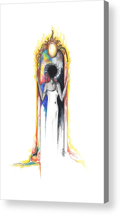 Mirror Acrylic Print featuring the drawing Changes by Anthony Burks Sr