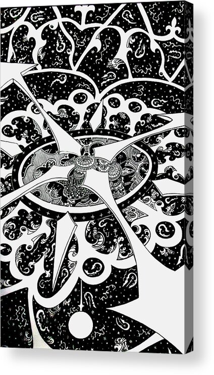 Pen And Ink Acrylic Print featuring the drawing Chaos Theory by Red Gevhere