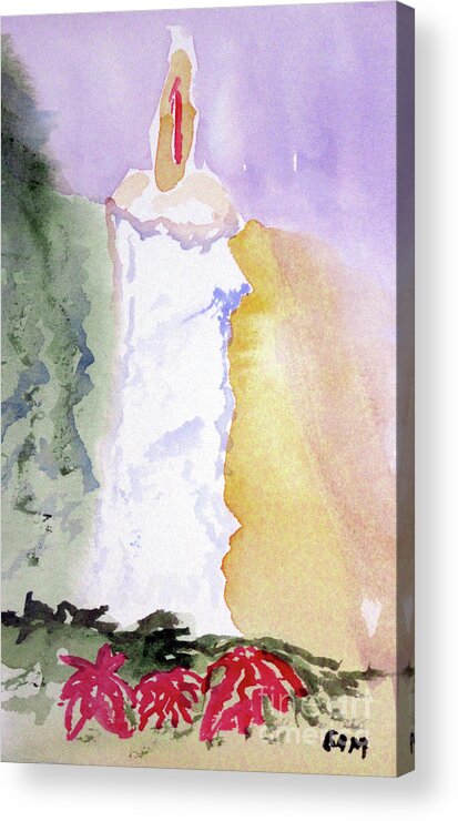 Candle Acrylic Print featuring the painting Christmas Candle 2 by Sandy McIntire