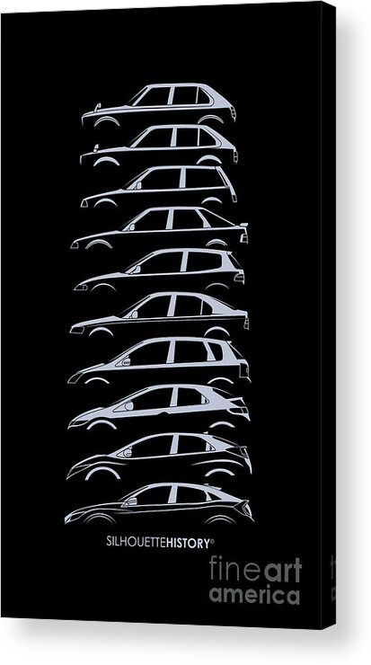 Compact Car Acrylic Print featuring the digital art Civil Hatch 5D SilhouetteHistory by Gabor Vida