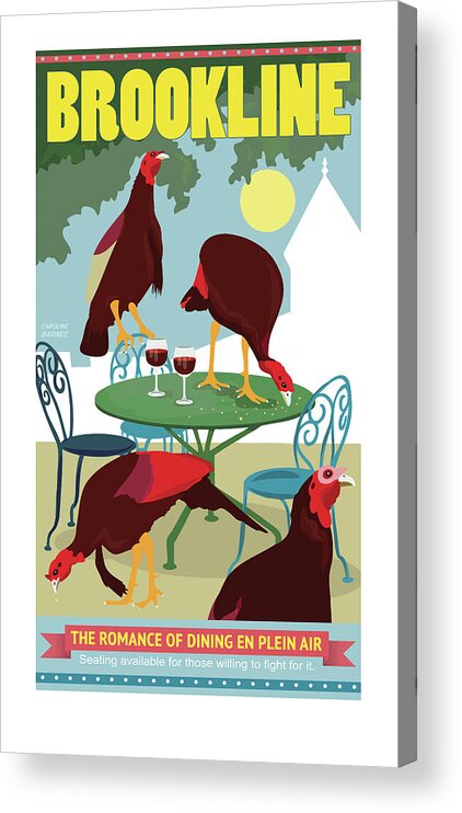 Brookline Turkeys Acrylic Print featuring the digital art Dining En Plein Air by Caroline Barnes