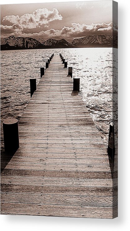 Mount Tallac Acrylic Print featuring the photograph Dock of Lake Tahoe with Views of Mount Tallac by Brad Scott