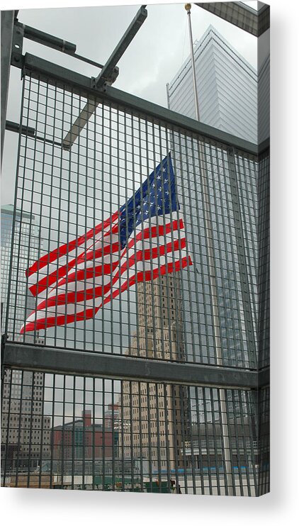 Flag Acrylic Print featuring the photograph Flag at Ground Zero by Frank Mari