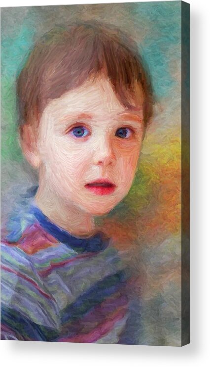 Child Acrylic Print featuring the digital art Gazing Boy by Caito Junqueira