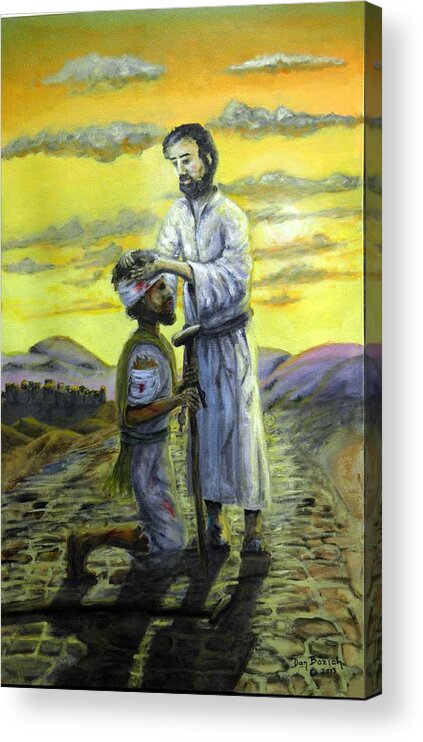 St. Luke Acrylic Print featuring the painting Healing Hands by Dan Bozich