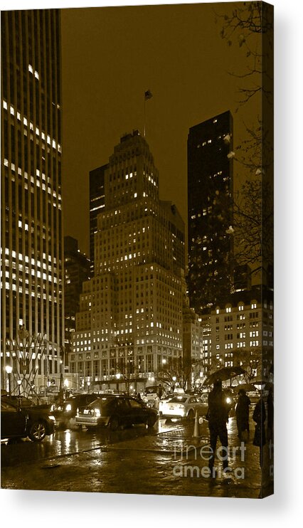 5th Ave. Lights Acrylic Print featuring the photograph Lights of 5th Ave. by Elena Perelman