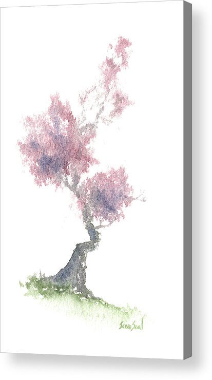 Zen Acrylic Print featuring the painting Little Zen Tree 1981 by Sean Seal