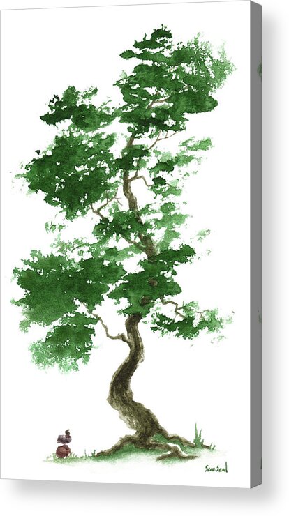 Zen Acrylic Print featuring the painting Little Zen Tree 365 by Sean Seal