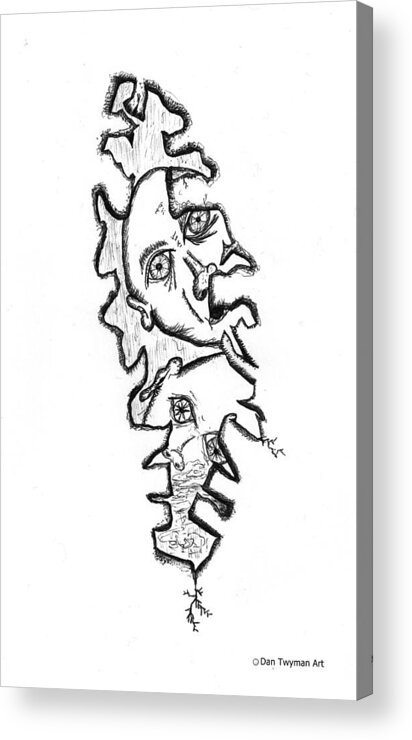 Faces Acrylic Print featuring the drawing Looking In by Dan Twyman