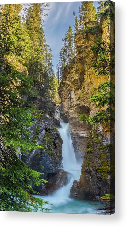 Lower Falls Acrylic Print featuring the photograph Lower Falls at Johnston Canyon by Owen Weber