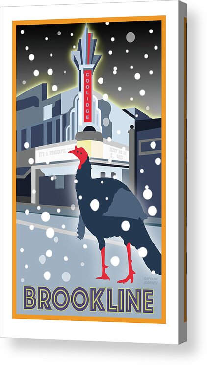 Brookline Turkeys Acrylic Print featuring the digital art Night at the Movies by Caroline Barnes