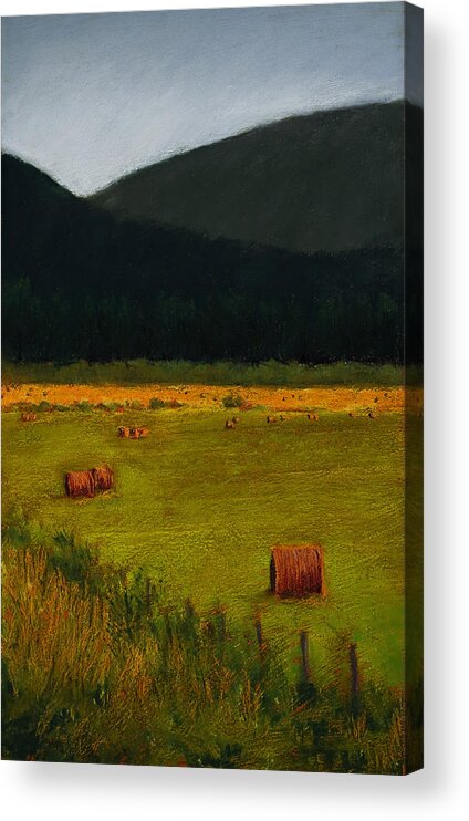 Landscape Acrylic Print featuring the painting Priest Lake Hay Bales by David Patterson