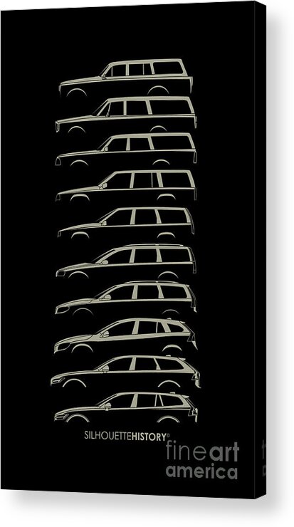 Family Car Acrylic Print featuring the digital art Scandinavian Wagons SilhouetteHistory by Gabor Vida