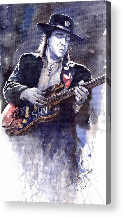 Guitarist Acrylic Print featuring the painting Stevie Ray Vaughan 1 by Yuriy Shevchuk