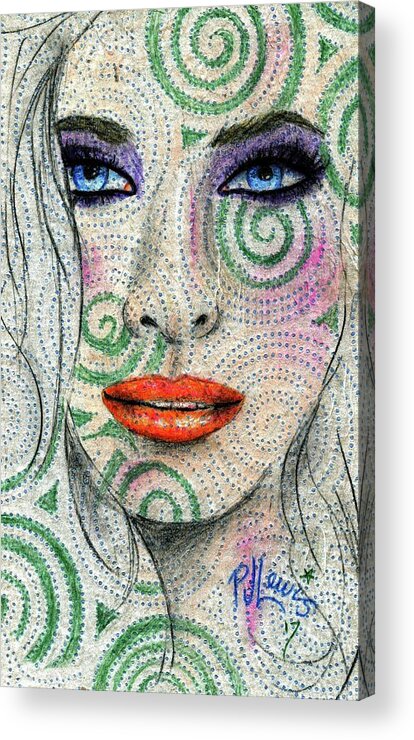 Face Acrylic Print featuring the drawing Swirl Girl by PJ Lewis