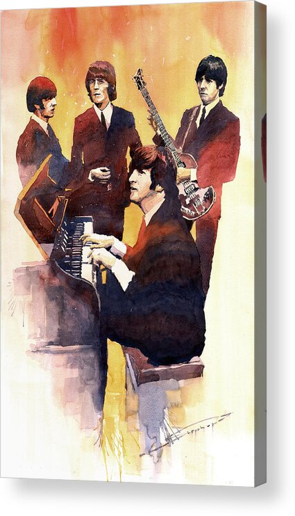 Watercolor Acrylic Print featuring the painting The Beatles 01 by Yuriy Shevchuk