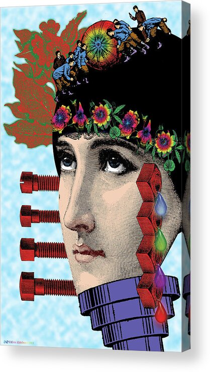 Digital Collage Acrylic Print featuring the digital art The Flow of Memory by Eric Edelman