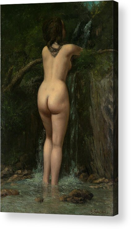 Gustave Courbet Acrylic Print featuring the painting The Source, 1862 by Gustave Courbet