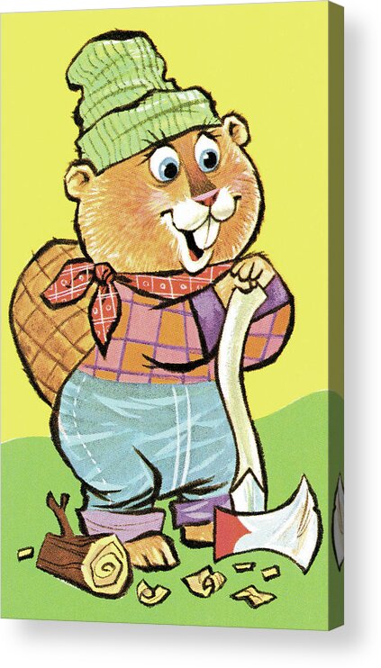 Accessories Acrylic Print featuring the drawing Beaver #10 by CSA Images