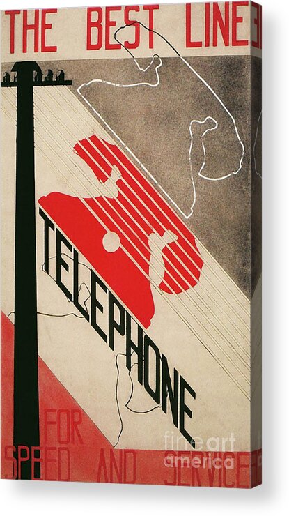 Art Deco Acrylic Print featuring the painting Art Deco Vintage Telephone by Mindy Sommers