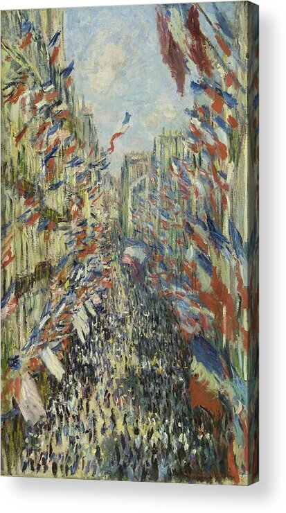 Claude Monet Acrylic Print featuring the painting CLAUDE MONET La rue Montorgueil a Paris. Fete du 30 juin 1878. Date/Period 1878. Painting. by Claude Monet