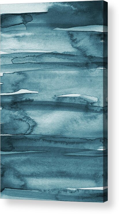 Coastal Acrylic Print featuring the painting Indigo Water- abstract painting by Linda Woods
