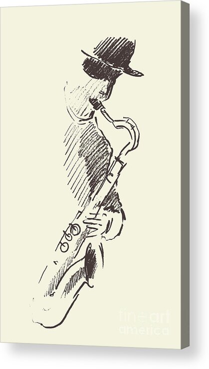 Soul Music Acrylic Print featuring the digital art Jazz Poster Saxophone Music Acoustic by Thedafkish
