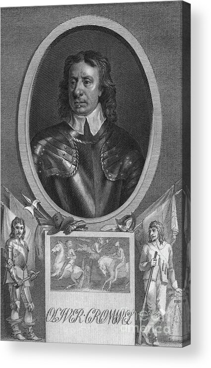 Oliver Cromwell Acrylic Print featuring the drawing Oliver Cromwell by Print Collector