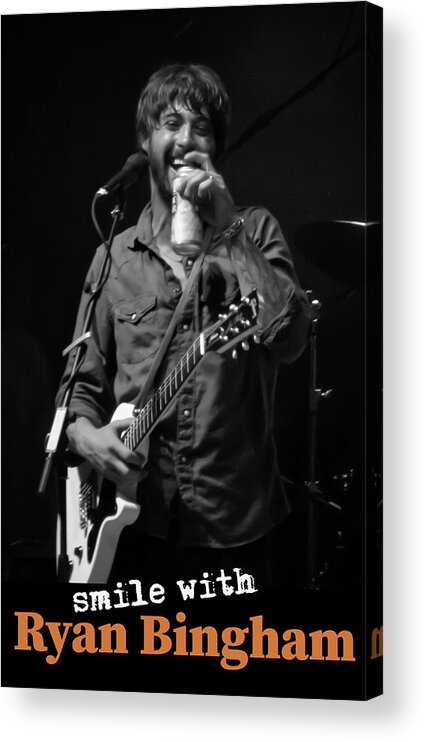 Rock And Roll Acrylic Print featuring the photograph Smile with Ryan Bingham BW by Micah Offman