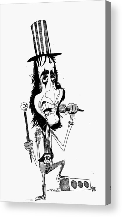 Rock And Roll Acrylic Print featuring the drawing Alice Cooper by Michael Hopkins