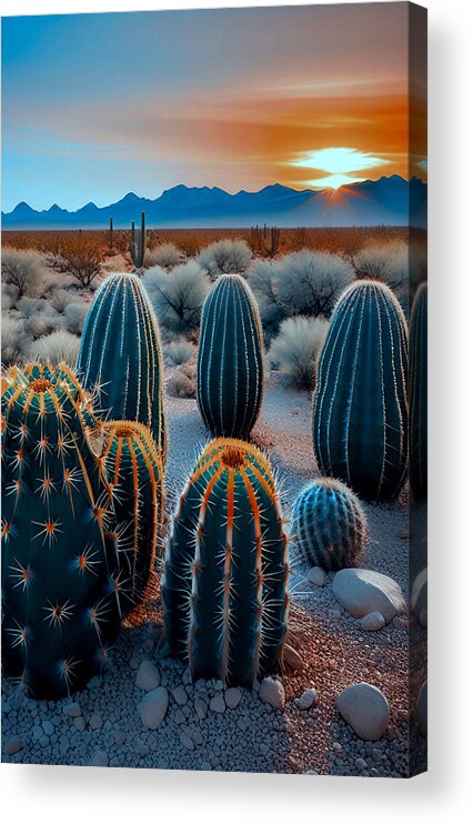Southwestern Art Acrylic Print featuring the mixed media Dusky Southwestern Desert No2 by Bonnie Bruno