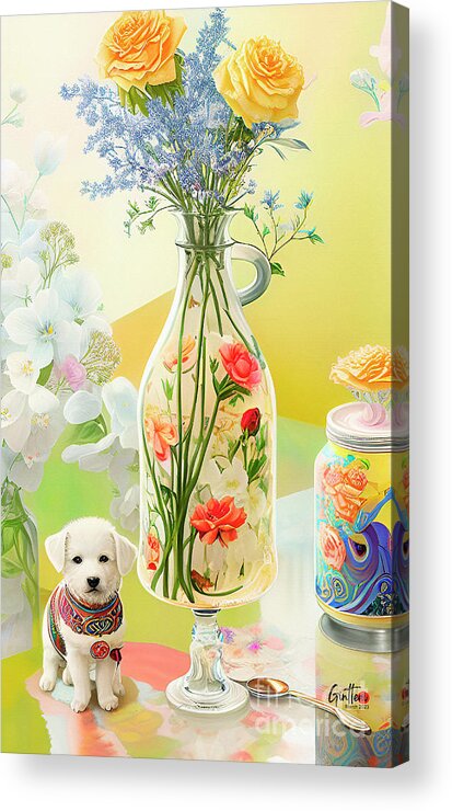 Digital Art Acrylic Print featuring the digital art Good Morning Love Ginette In Wonderland Decorative Art by Ginette Callaway