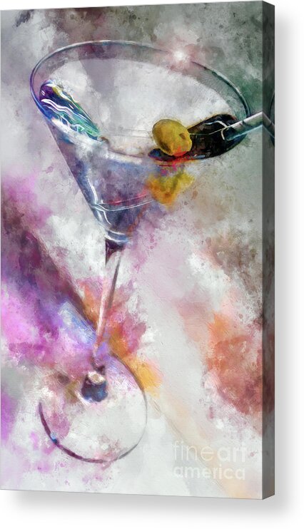 Watercolor Martini Acrylic Print featuring the painting Martini Time by Jon Neidert