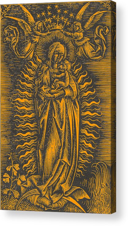 Statue Acrylic Print featuring the painting Mary Before Pieta Mexican Religeous Mexico Mary by Tony Rubino