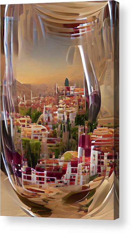 Richard Reeve Acrylic Print featuring the digital art Overlooking Madrid with a Glass of Rioja by Richard Reeve
