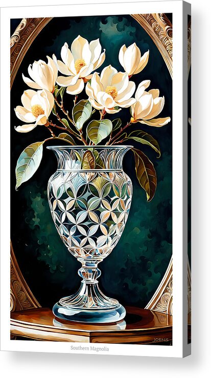 Magnolia Acrylic Print featuring the digital art Southern Magnolia by Greg Joens