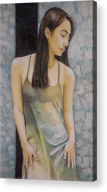 Dancer.girl Acrylic Print featuring the drawing The dancer by Tim Ernst