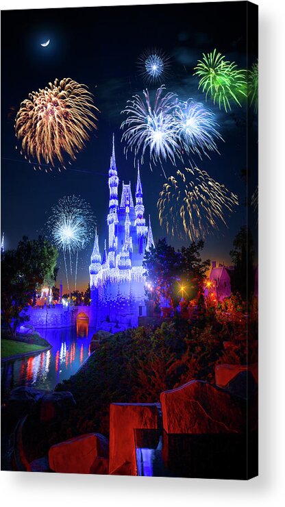 Disney Acrylic Print featuring the photograph The Magical Fireworks of Disney by Mark Andrew Thomas