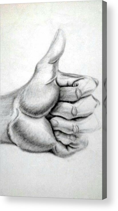 Tattoo Acrylic Print featuring the drawing Thumbs Up by Donald C-Note Hooker