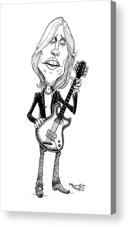 Mikescottdraws Acrylic Print featuring the drawing Tom Petty by Mike Scott