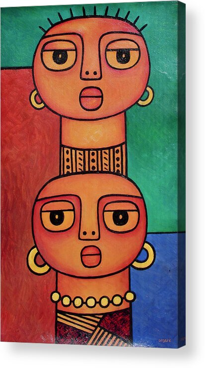 Africa Acrylic Print featuring the painting Two Beauties - 2 by Elisha Ongere