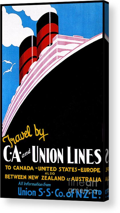 New Zealand Acrylic Print featuring the painting Union SS Co of New Zealand LTD Travel poster by Unknown
