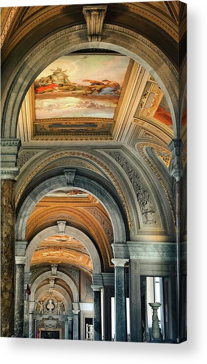 Vatican Architecture Acrylic Print featuring the photograph Vatican Arched Fresco Hallway by Rebecca Herranen