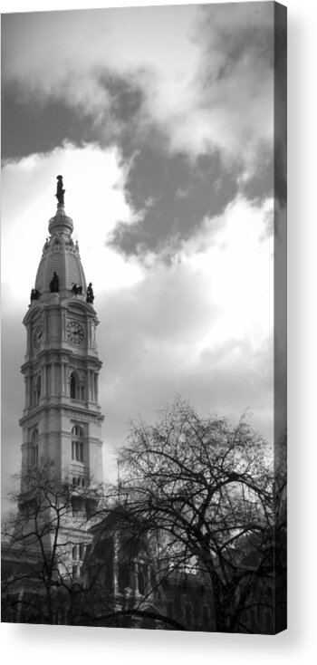 Billy Penn Acrylic Print featuring the photograph Billy Penn Vertical BW by Photographic Arts And Design Studio