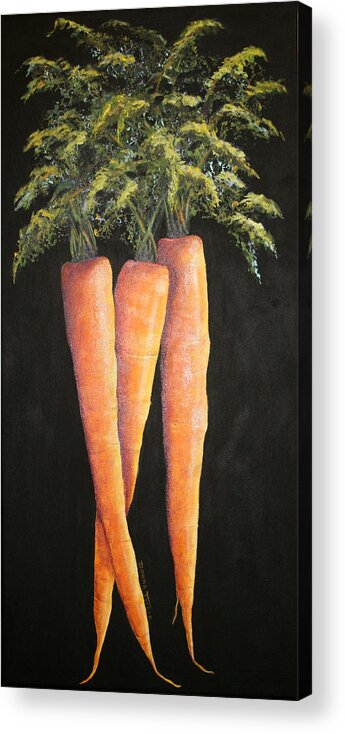 Kitchen Acrylic Print featuring the painting Carrots by Donna Tucker