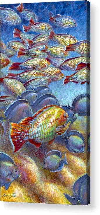 Underwater Coral Reef Acrylic Print featuring the painting Coral Reef Life I by Nancy Tilles